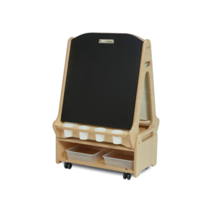 Double-sided Chalk/Whiteboard Easel with Low Storage Trolley