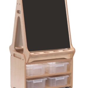 Double-sided Chalk/Whiteboard Easel with Tall Storage Trolley