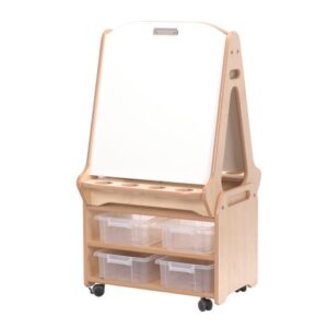 Double-sided Whiteboard Easel with Tall Storage Trolley