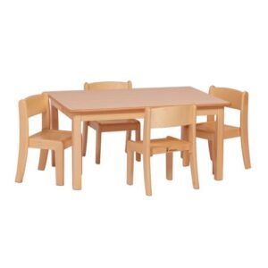 Small Rectangular Table (H460mm) & Beech Stacking Chairs Set