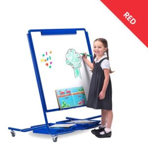 Single-sided Mobile Magnetic Display Storage Easel Red