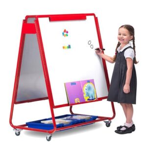 Double-sided Mobile Magnetic Display Storage Easel Red